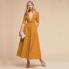Nova Coleção Outono 2026 Europeia e Americana de Roupas Femininas para Comércio Exterior, Vestido Formal, Vestido Longo de Manga Média para Amazon, Vestido Sexy com Decote V