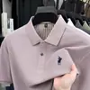 Camisa Polo de Manga Corta para Hombre con Seda de Morera, Nuevo Estilo Verano 2026, Camiseta de Negocios con Cuello de Solapa, Top Casual de Alta Gama Bordado