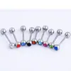 Fornecimento Transfronteiriço de Joias: Brincos Redondos Simples Cravejados com Diamantes, Joias Personalizadas de Aço Inoxidável para Piercing Labial e de Língua