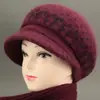 Gorro de Lana Cálido con Forro de Piel de Conejo para Mujer Otoño e Invierno, Gorro de Punto Grueso con Protección para Orejas y Frío para Personas de Mediana Edad y Mayores, Abuela