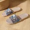 Pantuflas Cruzadas Suaves y Ligeras de Viscosa Estilo Étnico para Interiores, Transpirables, para el Hogar, para Todas las Estaciones, Pantuflas de Lino para Pareja, para Hombres y Mujeres