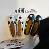 Versión de piel de oveja de diseño exclusivo, zapatos de lunares para mujer, zapatos de abuela de cuero genuino con punta cuadrada, zapatillas planas versátiles casuales