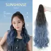 Peruca rabo de cavalo feminino cabelo cacheado degradê cabelo longo realista fofo prendedor trança fábrica atacado azul enevoado caixa inteira
