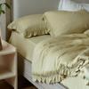 Conjunto de Renda Tencel Importado da Áustria, Roupa de Cama Franzesa Retrô com Babados, Lençol de Cima, Lençol com Elástico, Capa de Edredom