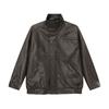 Mtlclothes Ropa para Hombre Retro Americano Cuello Alto Elegante Color Sólido Versátil Chaqueta Cárdigan de Cuero PU de Gama Alta Moda