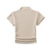 Estilo Deseo Puro Sexy Cuello Medio Alto Manga Corta Camiseta de Verano para Mujer Nueva Cintura Alta Plisada Hombro Ajustado Adelgazante Camiseta Base