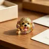 Anel Meow Star SweetSparkling com Gato e Cachorro em Strass, Acessório de Dedo com Design Único e Doce Fofo