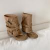 Em Estoque~ Sandálias de Dedo Abertas Mules de Verão Bico Quadrado Salto Baixo Botas Arredondadas Botas Western Cowboy