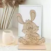 Manualidades de Madera de Pascua Color Original Conejo Adornos de Madera Manualidades para Fiesta de Conejos Adornos Decoraciones de Escritorio