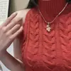Collar de Hoja de Arce con Gradiente Dorado Estilo Francés y Perlas Cosidas para Mujer, Cadena para Clavícula de Lujo Ligero de Nicho de Gama Alta, Cadena para el Cuello de Moda