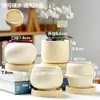 Vaso de Cerâmica para Flores com Prato, Estilo Ins de Luxo Leve, Diâmetro Grande, Estilo Creme, para Orquídeas e Suculentas, Liquidação