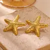 Brincos Cheinhos de Estrela do Mar para Mulheres, Moda Praia Oceano Cruzada Europeia e Americana Estilo Casual Brincos de Concha Estrela para Mulheres