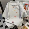 Nuevo diseño estilo americano lindo y divertido camiseta de manga corta color albaricoque para mujer, verano algodón puro holgada casual nicho top