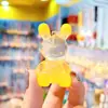 Llavero de Conejo Transparente de Cristal Degradado Colgante Creativo de Oso Celebridad de Internet para Pareja Bolso Escolar Llavero Exquisito para Llave de Coche de Mujer