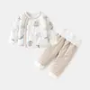 Traje de Algodón Delgado para Bebé Abrigo y Pantalones de Algodón para Bebé 40g Acolchado Engrosado Ropa para el Hogar de Otoño e Invierno Ropa Interior Ropa Dividida