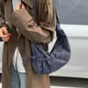 2025 Nuevo Bolso de Hombro Plisado a Cuadros Estilo Coreano Casual Estilo Perezoso Casual Bolso Cruzado Bolso Tote para Estudiante y Viajes