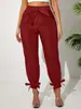 Pantalones casuales de cintura media para mujer, populares en Europa y América, con diseño de lazo, al por mayor desde Amazon