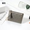 Bolsa de moedas pequena com zíper nova para primavera e verão, bolsa simples de cor sólida leve para cartões, bolsa tecida à mão, bolsa feminina fofa e requintada