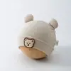 Gorro de punto 3D con orejas de oso estilo coreano para bebé, suave y acogedor, con parche de oso, gorro para recién nacido para bebé en otoño e invierno