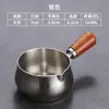 Molheira de Aço Inoxidável 304, Tigela para Molho Estilo Ocidental com Cabo de Madeira, Copo para Tempero de Bife, Prato para Molho de Salada de Tomate