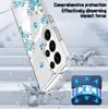 Capa de celular magnética transparente com estampa floral azul fresca mais vendida da Temu, adequada para Samsung S26 Ultra, à prova de choque