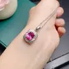 Pendente de prata de lei com topázio rosa natural incrustado, estilo atmosférico feminino, pedra principal 7*9mm, mais vendido transfronteiriço
