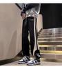 Calça casual de veludo cotelê com costura contrastante, estilo americano, primavera e outono, para estudantes do sexo masculino, calça de moletom com bico grande
