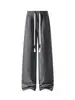 Pantalones negros de pierna ancha de nuevo estilo, pantalones casuales con forro polar para hombre, pantalones rectos holgados, talla grande, adecuados para otoño