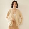 Suéter de Cachemira Otoño e Invierno 2025 para Mujer Cárdigan con Botones Metálicos Cuello en V Holgado Adelgazante Elegante de Manga Larga Suéter de Punto