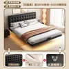 Estrutura de cama minimalista flutuante de ferro sem cabeceira, com estrado perfurado, base de cama flutuante dupla para quarto principal de casa