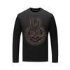 Camiseta de manga larga para hombre, marca de moda, con diamantes de imitación, conejo gordo, ropa de talla grande para hombre, otoño, fino, con volantes, ropa de moda elegante.