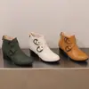 Botas Martin de salto alto com bico redondo, tamanho plus size, versáteis, com sola de borracha macia, antiderrapantes, zíper traseiro, cor sólida, botas curtas femininas para outono e inverno, de comércio exterior