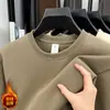 Moletom Masculino Outono Inverno Nova Temporada Descente Algodão Gola Redonda Pulôver Cor Sólida Manga Longa Casual Versátil Solto Camada Base Top