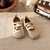 Nuevos Zapatos de Princesa para Niños Primavera 2026 Zapatos de Cuero para Niñas Mocasines Correa Elástica Estilo Ballet Planos Antideslizantes