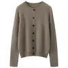 Nuevo suéter de punto de cuello redondo para otoño e invierno, cárdigan de punto 100% cachemira pura para mujer con múltiples botones y mangas largas