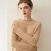 Suéter de Gola Redonda 100% Caxemira para Mulheres, Novo Tricô Liso para Outono e Inverno, Suéter de Caxemira com Caimento Solto
