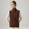 Novo Colete de Zíper 100% Caxemira Outono/Inverno 2026 para Mulheres, Suéter Sem Mangas com Gola Alta, Cardigã com Zíper