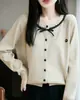 Nuevo cárdigan de lana para otoño e invierno, suéter de punto con cuello redondo, manga larga suelta para mujer, prenda para madre, top de moda, capa base