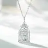 Colar Happy Gate para Mulheres Prata 925 Corrente Clavicular Totalmente Cravejado com Diamante Luxo Estilo Ins Simples Versátil Quente Atacado