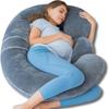 Almohada de Maternidad para Soporte Lumbar, Dormir de Lado, Cojín Postparto, Soporte para el Vientre, Forma de C Inclinada, Extraíble y Lavable, Amazon