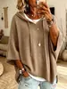 Amazon 2026 Estação Independente de Roupas Femininas Europeias e Americanas Tricô Novo Estilo Moletom com Capuz e Cordão Hoodie Peça de Outerwear de Lã Larga