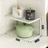Estante de escritorio de cocina en capas, estante de almacenamiento para encimera, estante para ollas, artefacto de gabinete, almacenamiento de gabinete para ollas, rejilla divisoria multicapa