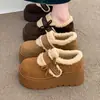 Botas de nieve retro para mujer con suela gruesa, que aumentan la altura, suela blanda, nuevo estilo invierno 2026, forradas de felpa, engrosadas, cálidas y con un diseño peludo estilo Birkenstock.