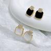 Pendientes geométricos con microincrustaciones de circonita y costuras cuadradas, elegantes y sencillos, con aguja de plata s925, combinables con todo, de alta calidad.