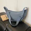 Bolsa de Algodón Puro Estilo Japonés de Capas Color Sólido Forma de Empanada para Mujer 2025 Nueva Bolso Cruzado Ligero de un Solo Hombro de Lona Bolso de Axila
