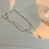 Colar pingente anel de pérola dupla camada estilo frio feminino corrente clavícula moda estilo coreano verão acessórios simples colar temperamento