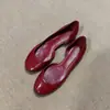 Zapatos Planos para Mujer Chuyuji Estilo Retro Francés Rojo Poco Profundos Slip-On Moda Versátil Punta Redonda