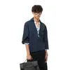 Camisa Falsa de Dos Piezas con Cuello en V Estilo Old Money para Hombres y Mujeres, Diseño de Marca de Moda Otoñal, Camiseta de Manga Larga con Bloques de Color, Top Casual Holgado