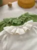 Body Nuevo para Niñas 100% Algodón Primavera/Otoño Cuello con Volantes Manga Larga Body Dulce Ropa para Bebés Clase A