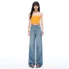 Jeans Infantil Laranja # Tencel Fino de Corte Estreito para Mulheres, Cintura Alta, Caimento Solto, Emagrecedor, Valorizador, Elástico, Moderno, Calças Versáteis de Corte Reto.